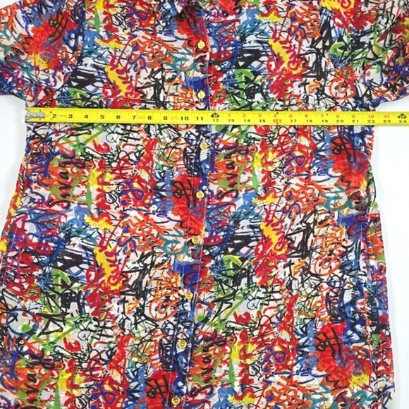 Speed Limit MPH Longline Shirt Multi Color Print Semi Sheer Lightweight Size M/L - Picture 15 of 16